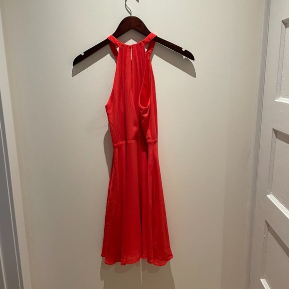 Express Orange Halter Fit and Flare Dress, Size 2 - Picture 4 of 5